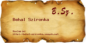 Behal Szironka névjegykártya